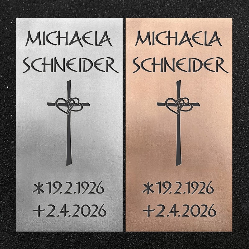 Urnenwand-Tafel vertikal "Kreuz mit Herzen" Urnenwand-Tafel vertikal "Kreuz mit Herzen"