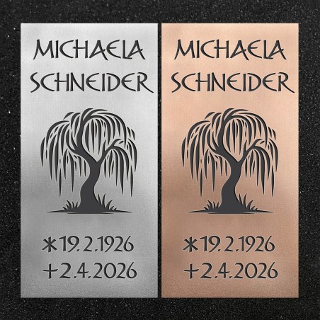 Urnenwand-Tafel vertikal "Trauerweide"