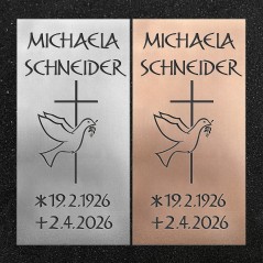 Urnenwand-Tafel vertikal "Kreuz mit Taube"