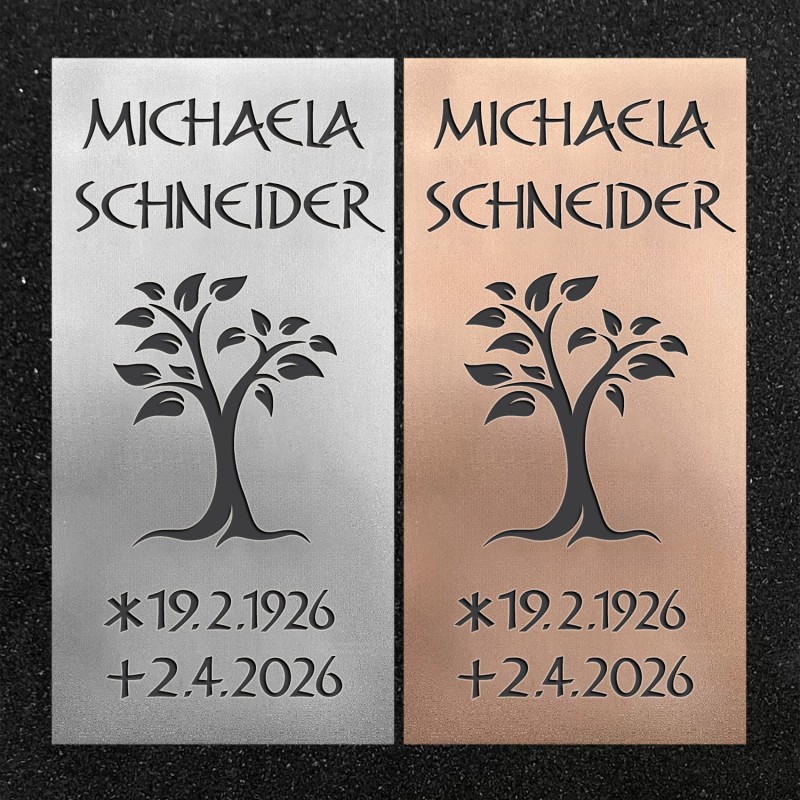 Urnenwand-Tafel vertikal "Baum mit Blätter"