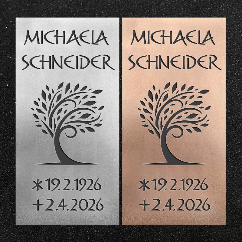 Urnenwand-Tafel vertikal "Baum im Wind"