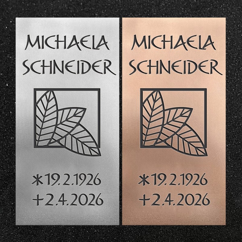 Urnenwand-Tafel vertikal "Drei Blätter" Urnenwand-Tafel vertikal "Drei Blätter"