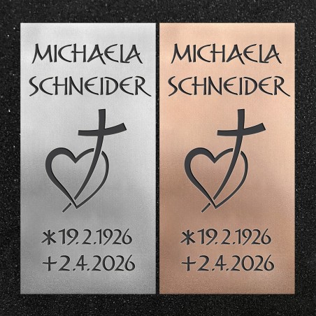 Urnenwand-Tafel vertikal "Herz und Kreuz"