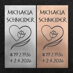 Urnenwand-Tafel vertikal "Blumenherz"