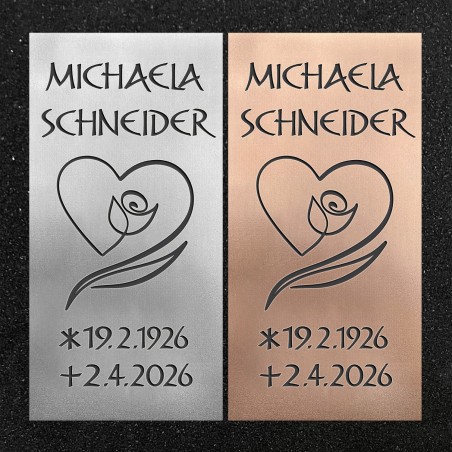 Urnenwand-Tafel vertikal "Blumenherz"