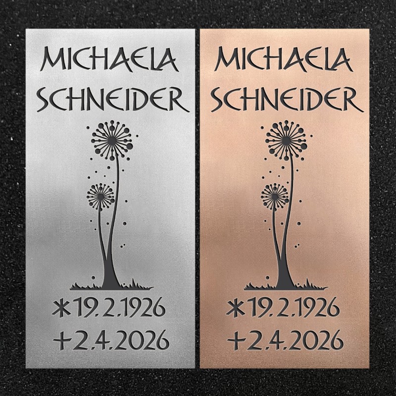 Urnenwand-Tafel vertikal "Pusteblume" Urnenwand-Tafel vertikal "Pusteblume"