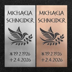 Urnenwand-Tafel vertikal "Vogel auf Zweig"