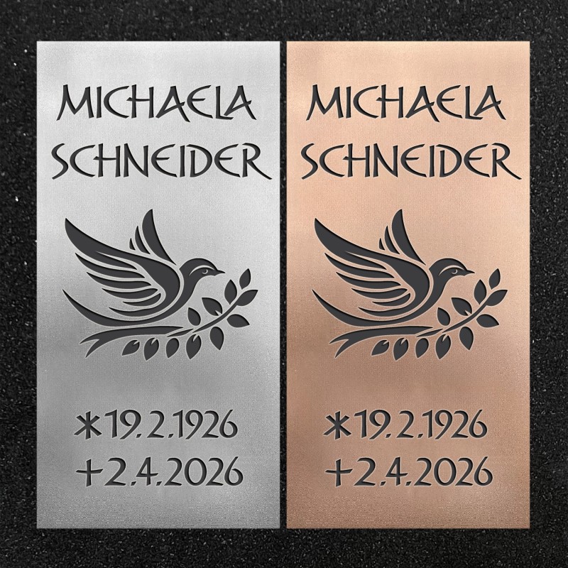 Urnenwand-Tafel vertikal "Vogel auf Zweig" Urnenwand-Tafel vertikal "Vogel auf Zweig"