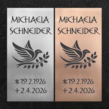 Urnenwand-Tafel vertikal "Vogel auf Zweig"