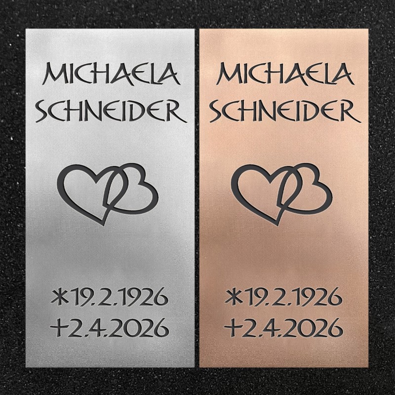 Urnenwand-Tafel vertikal "Verschlungene Herzen" Urnenwand-Tafel vertikal "Verschlungene Herzen"