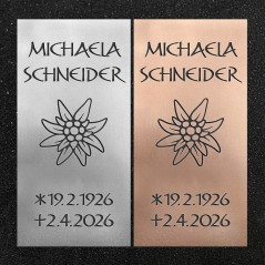 Urnenwand-Tafel vertikal "Edelweiß"