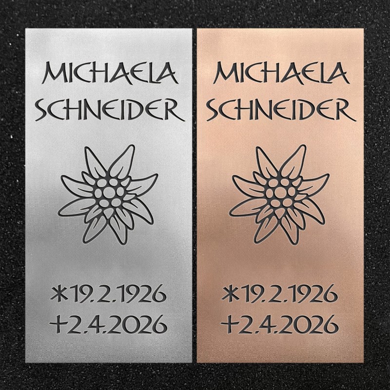 Urnenwand-Tafel vertikal "Edelweiß" Urnenwand-Tafel vertikal "Edelweiß"