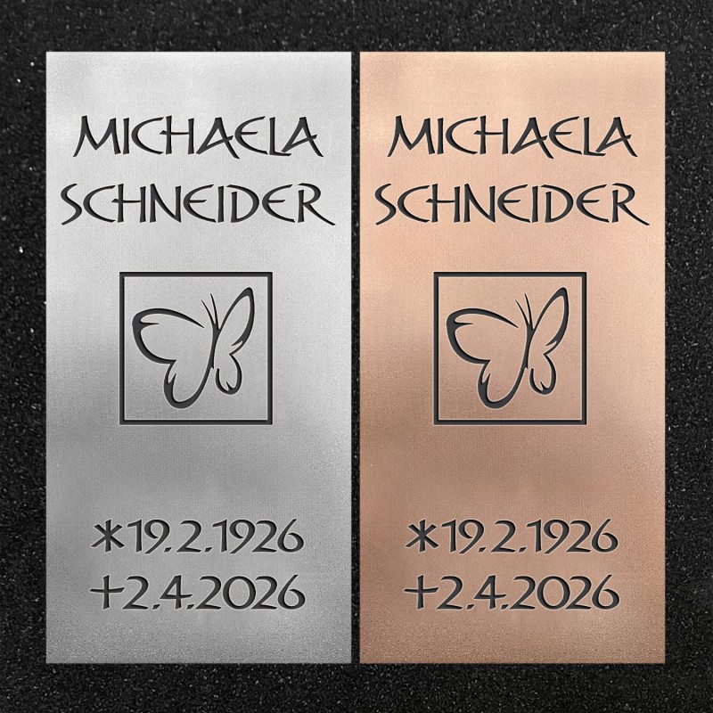 Urnenwand-Tafel vertikal "Schmetterling im Fenster" Urnenwand-Tafel vertikal "Schmetterling im Fenster"