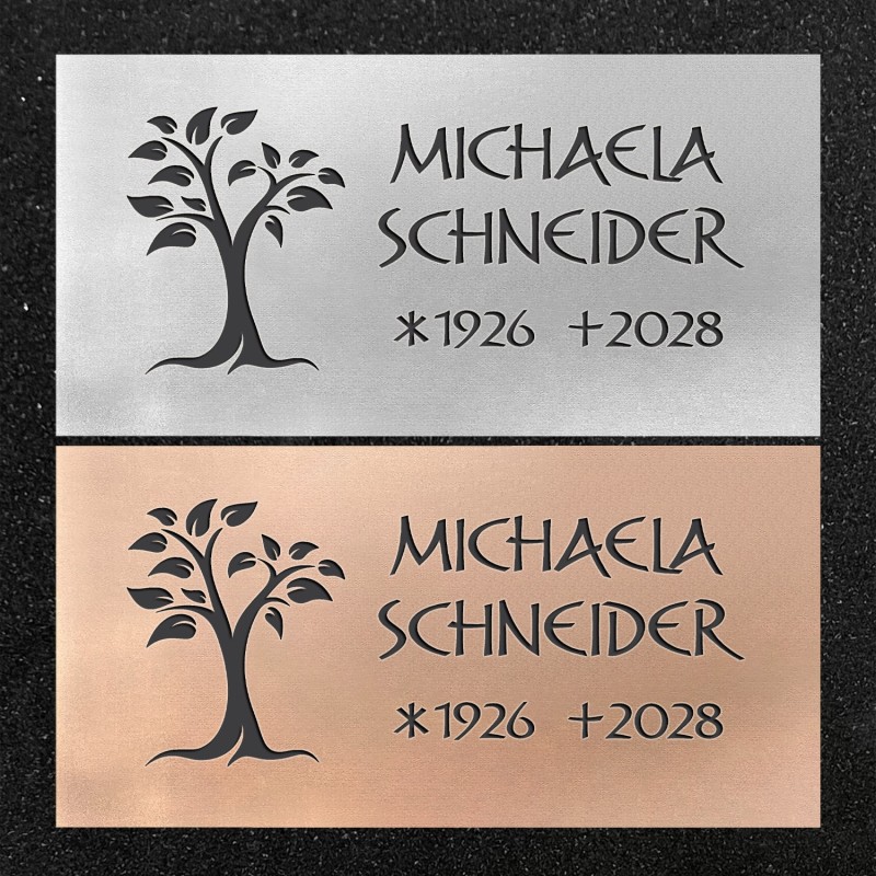 Urnenwand-Tafel horizontal "Baum mit Blätter"