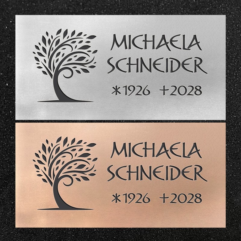 Urnenwand-Tafel horizontal "Baum im Wind"