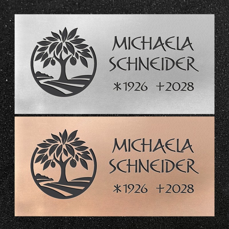 Urnenwand-Tafel horizontal "Olivenbaum"