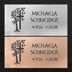 Urnenwand-Tafel horizontal "Baum mit Kreuz"