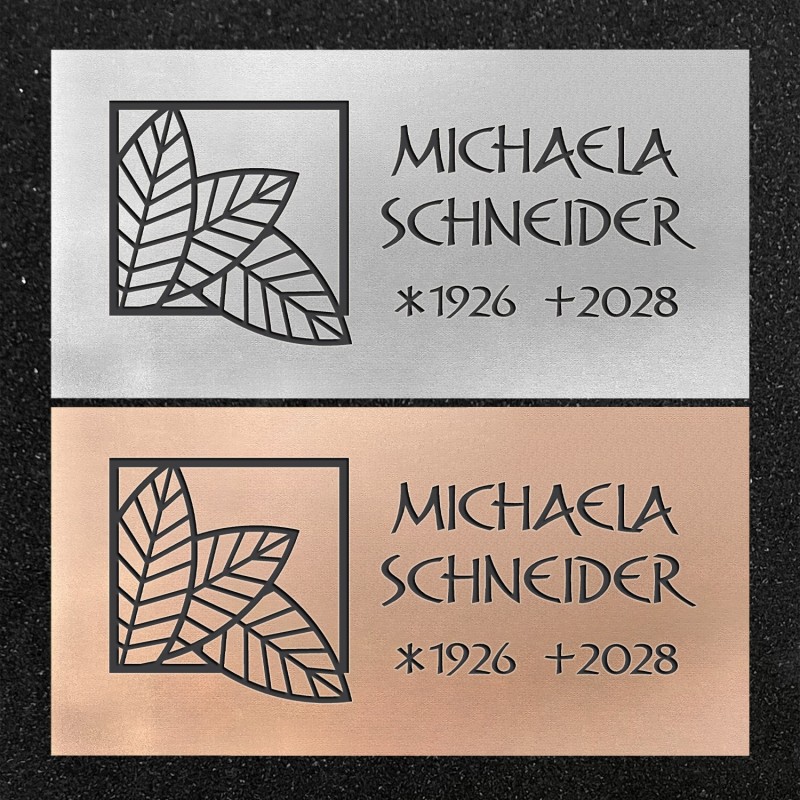 Urnenwand-Tafel horizontal "Drei Blätter" Urnenwand-Tafel horizontal "Drei Blätter"