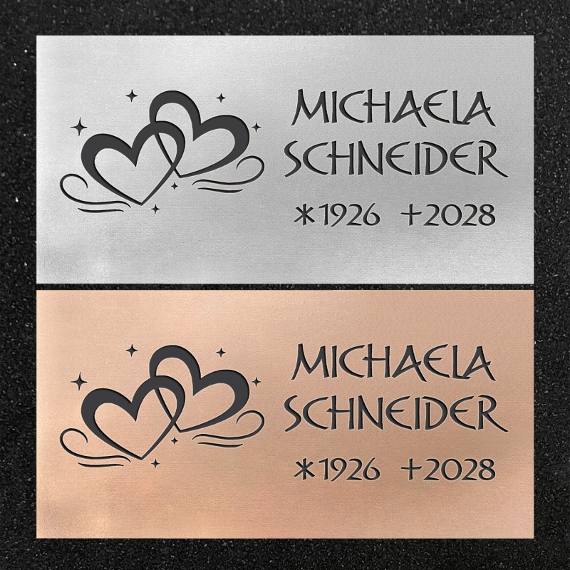 Urnenwand-Tafel horizontal "Zwei Herzen" Urnenwand-Tafel horizontal "Zwei Herzen"