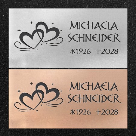 Urnenwand-Tafel horizontal "Zwei Herzen"