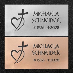 Urnenwand-Tafel horizontal "Herz und Kreuz"