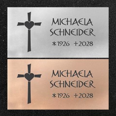 Urnenwand-Tafel horizontal "Herzkreuz"