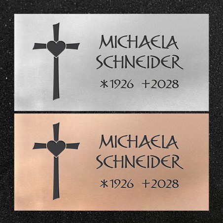 Urnenwand-Tafel horizontal "Herzkreuz"