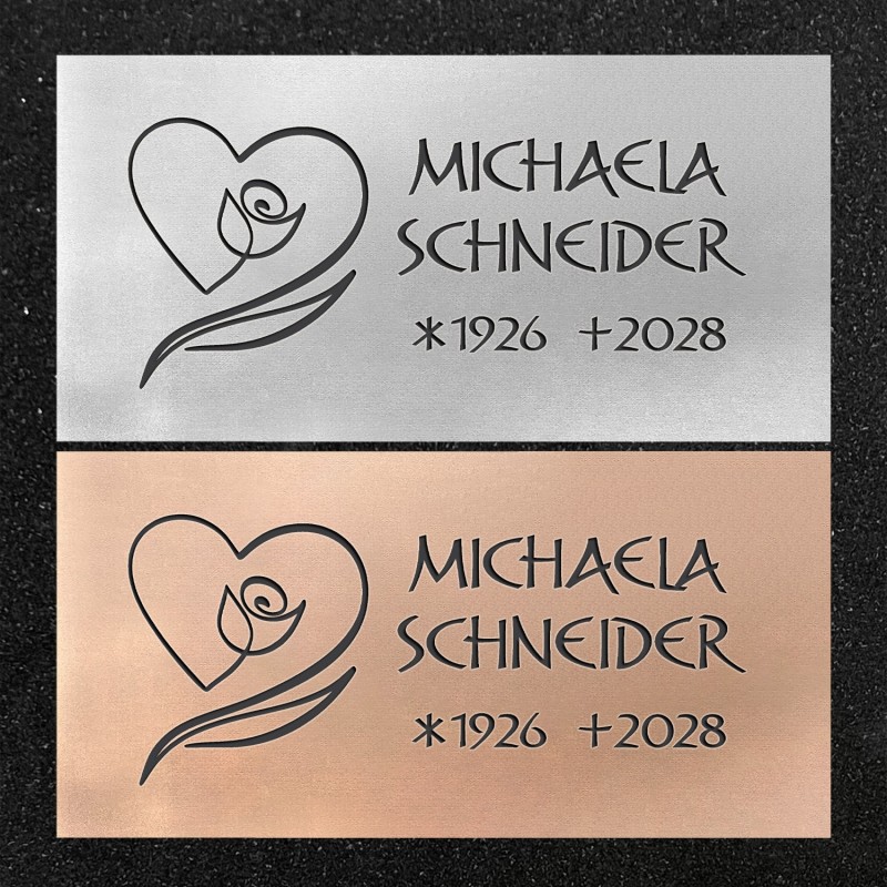 Urnenwand-Tafel horizontal "Blumenherz" Urnenwand-Tafel horizontal "Blumenherz"