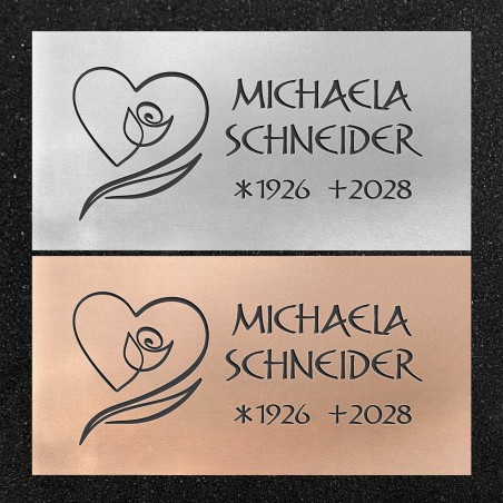 Urnenwand-Tafel horizontal "Blumenherz"