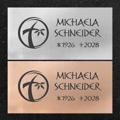 Urnenwand-Tafel horizontal "Kreuz mit Blätter"