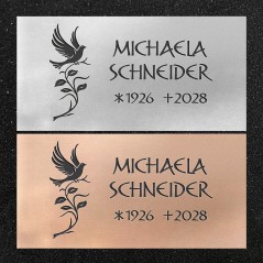 Urnenwand-Tafel horizontal "Taube auf Ranke"