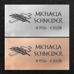 Urnenwand-Tafel horizontal "Kreuz mit Zweig"