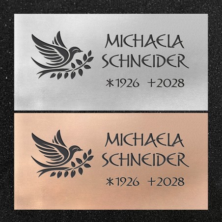 Urnenwand-Tafel horizontal "Vogel auf Zweig"