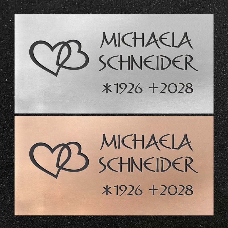 Urnenwand-Tafel horizontal "Verschlungene Herzen" Urnenwand-Tafel horizontal "Verschlungene Herzen"