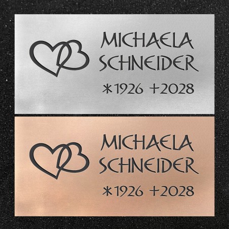 Urnenwand-Tafel horizontal "Verschlungene Herzen"