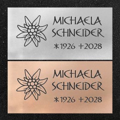 Urnenwand-Tafel horizontal "Edelweiß"