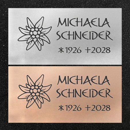 Urnenwand-Tafel horizontal "Edelweiß"