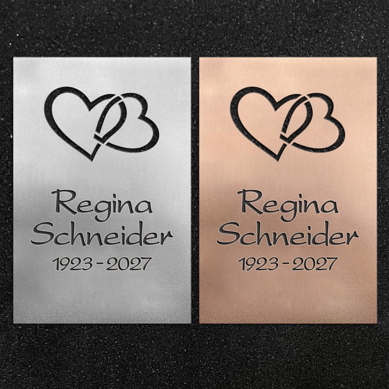 Design-Schrifttafel "Zwei Herzen" Design-Schrifttafel "Zwei Herzen"