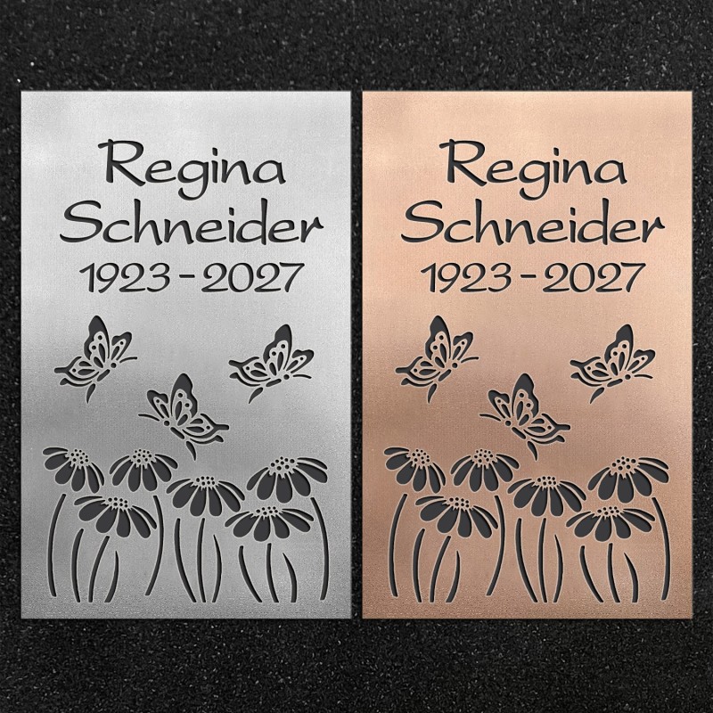 Design-Schrifttafel "Schmetterlinge Blumen"