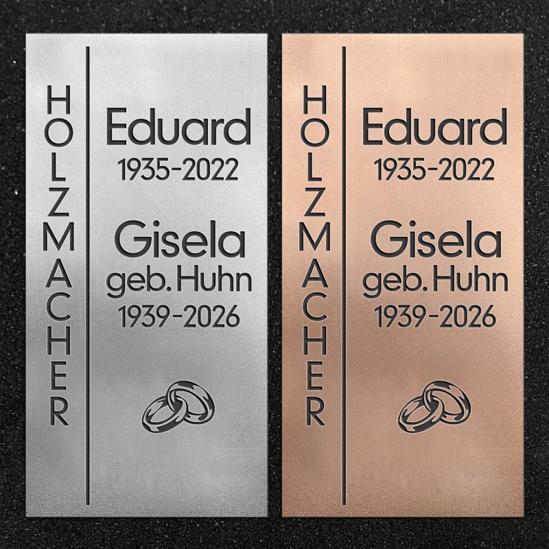 Design-Schrifttafel "Ehepaar Ringe" Design-Schrifttafel "Ehepaar Ringe"